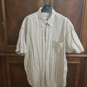 Casual beige checkered button down shirt